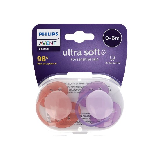 Avent chupete ultrasoft nina 0-6m 2 unidades Farmacia Rueda De Lecea